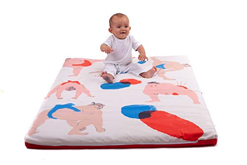 Manta de juegos para bebés acolchada plegable enrollable gimnasio suelo actividades alfombra Tamaño único 130x90 cm Fabricada en España Decoracion Regalo bebe (Sumo)