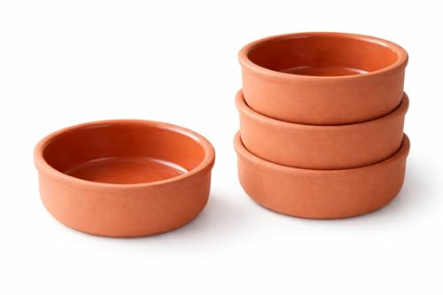 Mexican Clay Cookware Set of 4, 5.5-inch Terracotta Cazuelas