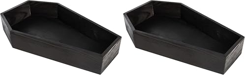 Creative Hobbies Black Painted Wood Coffin Tray - 13.5 Inch