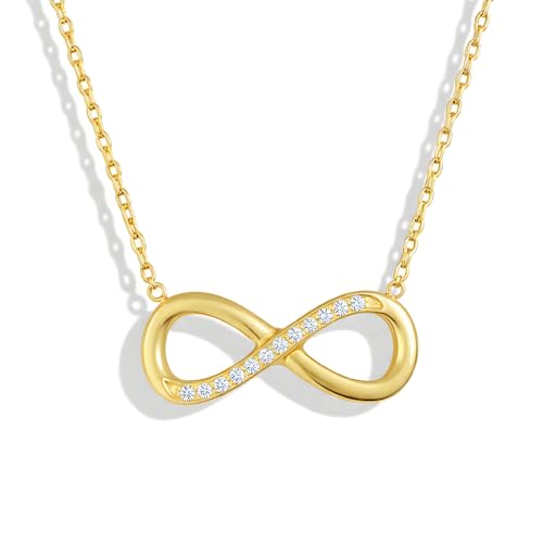 Infinity Pendant Necklace for Women 18K Gold Plated Stackable Love Heart Necklace for Birthday Valentines Day and Christmas (Gold)