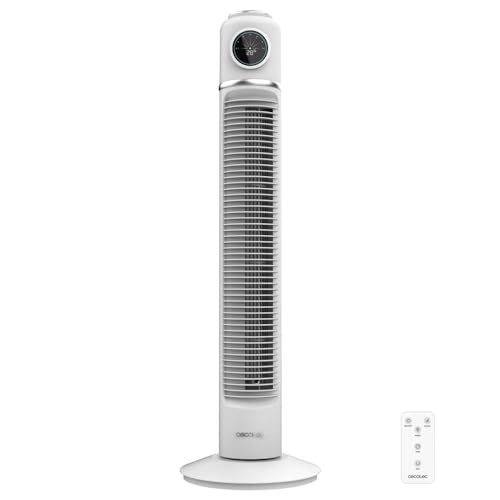 Cecotec Pedestal Fans EnergySilence 1090 Skyline Retro Smart White - 81 Cm, 40 W, Led Display, Touch And Remote Control, 3 Speed, 3 Modes, 12 Hours Timer And 72º Oscillation