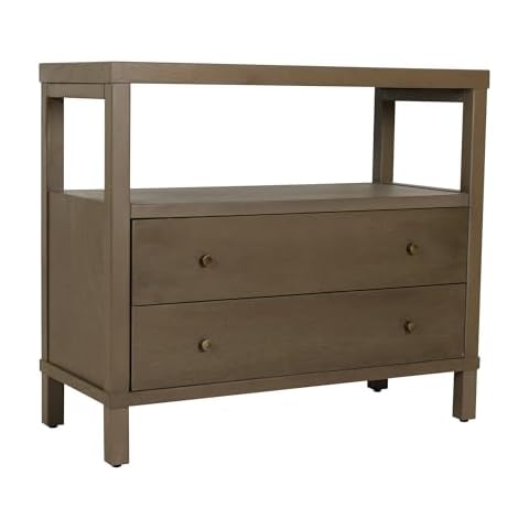 East at Main Indigo Road by Egypt Sherrod Gemma 2 Drawer Large Nightstand Solid Bayur Wood Bedside Table with Open Shelf, Available in Black or Warm Brown W: 34" | D: 15" | H: 29.5" (Brown) Cover