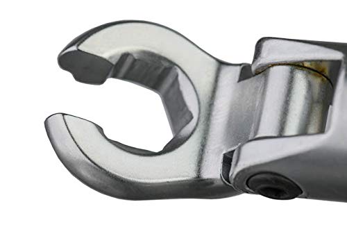 KING TONY 335111M Chrome Vanadium Steel 3/8" Drive 6 Point Flexible Crowfoot Socket Wrench, 53 mm Length, 11 mm Size, Pack of 12 - Image 2