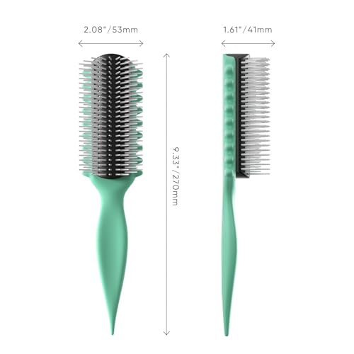 AM 8:00 AM8:00 Curl Defining Brush,9Rows Premium Styling Hairbrush for Curly Hair, Enhances Curls Definition & Separation, (Green)