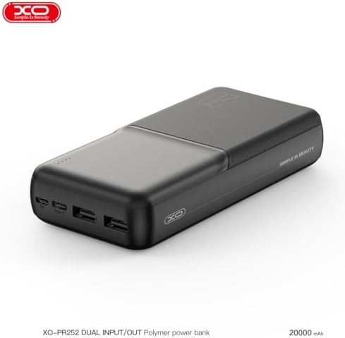Resim XO Simple is Beauty Taşınabilir Polymer PowerBank, Çift USB Çıkışlı, Type-C ve Micro USB Girişli, LED Göstergeli, Akım Ve Aşırı Şarj Korumalı (Siyah, 20000mAh PR252) 