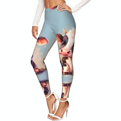Leggings de compresión con estampado de vaca para mujer