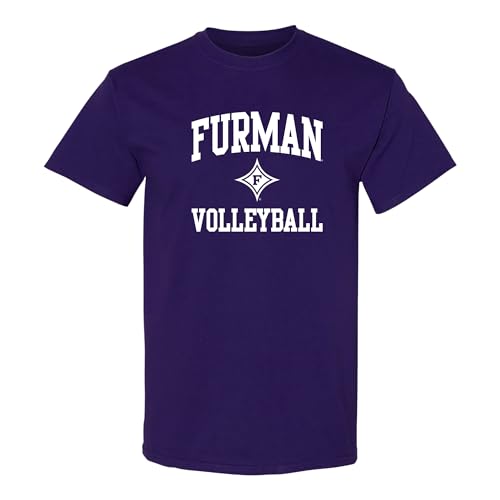 UGP Campus Apparel AS1116 - Furman University Paladins Furman Arch Logo Volleyball - Sports Team T-Shirt - Large - Purple