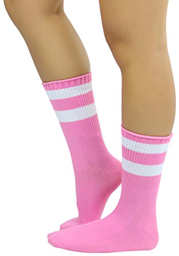 Image of ToBeInStyle Women's Acrylic Ankle Hi With Double Stripe Top Crew Fun Athletic Socks