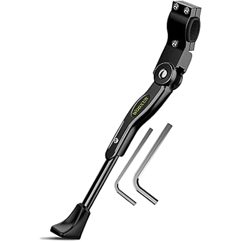 WODXUN Bike Kickstand, Adjustable Universal Bicycle Side Stand Fit for wheels with 22‘’ 24‘’ 26‘’ 28‘’ Diameter, Bike Stand Suitable for Mountain Bike, Road Bike, MTB, BMX (Black with Green) Cover