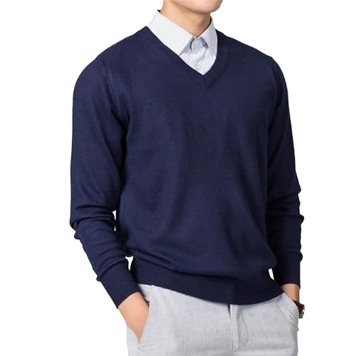 Maiyifu-GJ Men's Sweater Round/V Neck Cashmere Knitted Warm Pullover Autumn Winter Loose Slim Fit Pullover