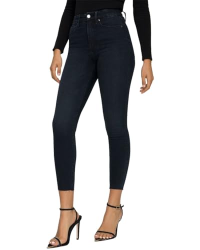 Good American Women's Good Waist Crop Raw Hem Skinny Jeans -