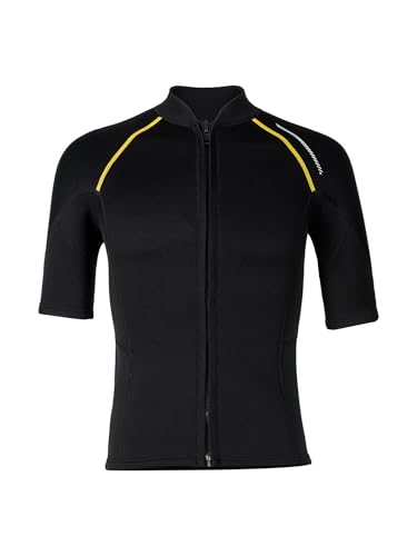 YOOJIA Camiseta De Neopreno para Hombre De Manga Corta Top con Cremallera Frontal Camiseta De Secado Rápido Traje De Natación Surf Negro XL