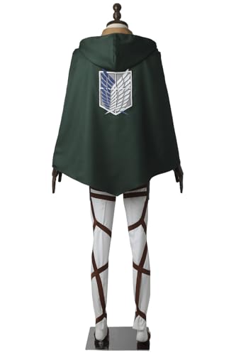 Disfraz de cómic Eren Yeager de anime con capa verde y cinturones de ocho piezas 7