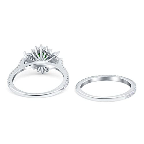 Blue Apple Co. Two Piece Bridal Set Vintage Style Art Deco Marquise Round Simulated Cubic Zirconia 925 Sterling Silver3