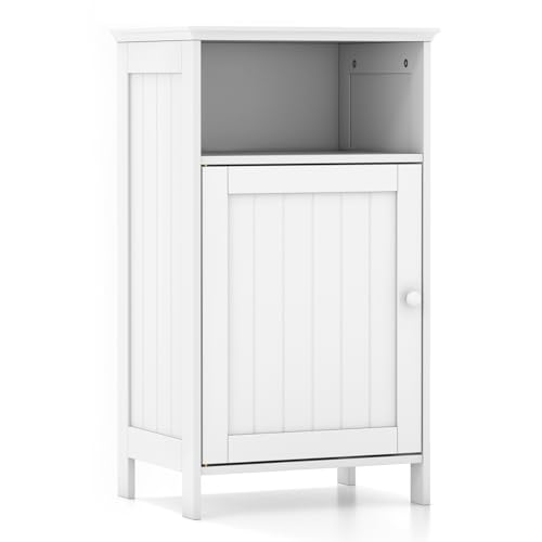 Bathroom-Storage-Cabinet-Wood-Floor-Cabinet-with-Doors-Side-Cabinet-with-Adjustable-Shelves-Freestanding-Small-Cabinet-for-Bathroom-Laundry-Room-Living-Room-Bedroom-White Bathroom Storage Cabinet Wood Floor Cabinet with Doors Side Cabinet with Adjustable Shelves Freestanding Small Cabinet for Bathroom Laundry Room Living Room Bedroom White