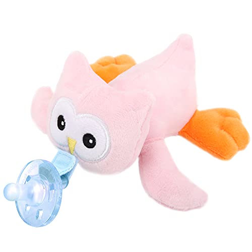 Zooawa Bebé Chupete con un Juguete de Peluche, Mordedor de Silicona sin BPA, Accesorio Ideal para Aplacar las Emociones del Recién Nacido – Búho