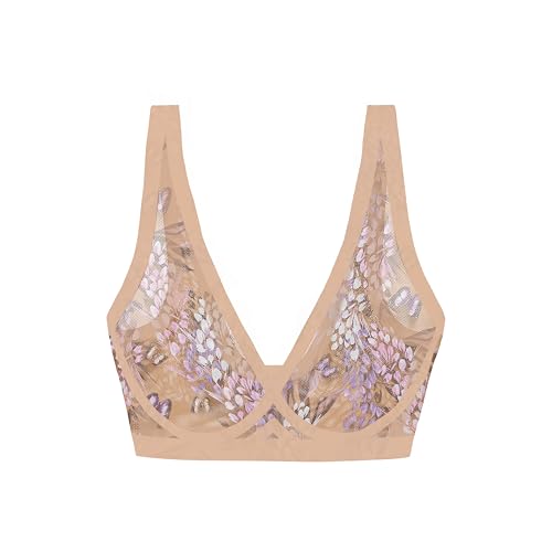 Image of EBY Sheer Mesh Bralette for Women Seamless Wireless Bra with Support - Without Metal Wire
