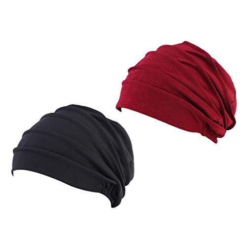 Gorro largo feminino F Fityle, 2 unidades, chapéu de malha de algodão de inverno confortável, chapéu