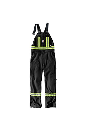 Carhartt Men s 101703 Flame-Resistant Striped Duck Bib Overall - Unlined - 38W x 32L - Black