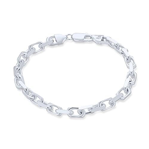 Mens Thick Solid Heavy .925 Sterling Silver Anchor Oval Forzata Chain Link Bracelet Made In Italy 8-8.5 Inch2