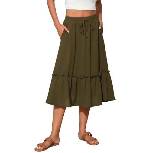 Image of Witsmile High Waist Tiered Skirts for Women Flowy Skirts for Women Long Length with Pockets 2026 Fashion Trendy