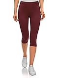Longitud (talla M): 40,5cm oodji Ultra Mujer Pantalones Pirata Básicos de Punto, Rojo, XS