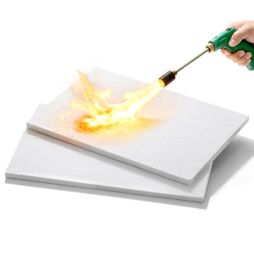 iplusmile Pack de 2 Paneles Aislantes de Fibra Cerámica 10mm (300x200mm), Placa Ignífuga de Alta Temperatura para Estufas de Leña, Chimeneas y Hornos de Pizza, Aislamiento Térmico Resistente al Fuego