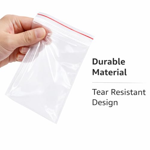Image of Zip Lock Clear Plastic Storage Bags| Resealable Clear Plastic Bags| Durable and Leak-Proof |Square Pouches with Press Seal Apply To Kitchen Storage and Jewellery Packaging-4 * 5-50Pack