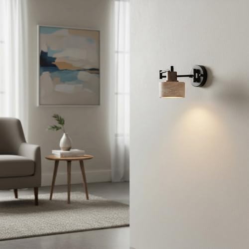Aplique de pared de travertino amarillo con brazo articulado 3