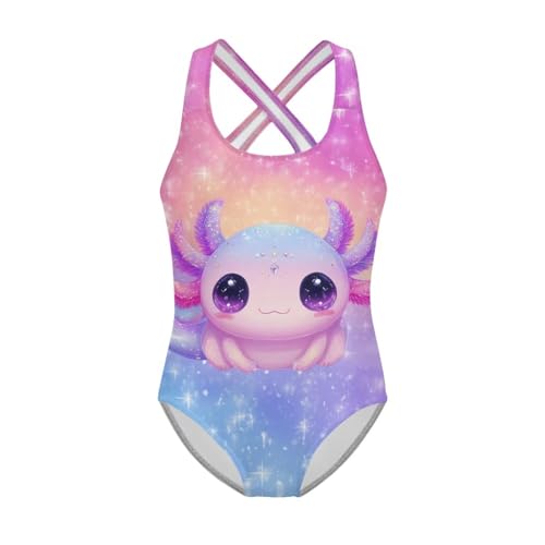 Image of Xpyiqun Swimsuit for Girls One Piece Bathing Suits Size 5-14 Sleeveless Swimwear Cross Shoulder Strap Swimming Wear