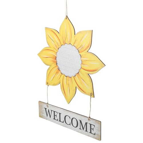 DEARMAMY Letrero de Bienvenida de Madera Girasol y Placa Colgante Decoración Rústica para Puerta y Porche Delantero Adorno de Primavera para Interiores y Exteriores Cartel Decorativo