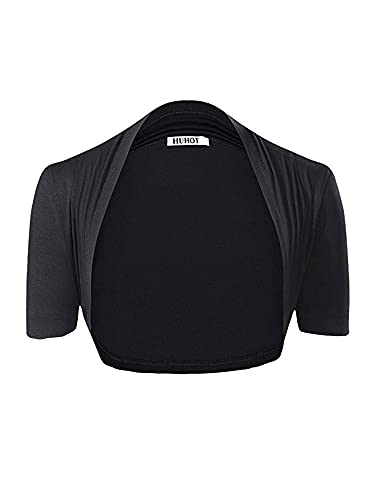HUHOT Womens Cropped Shrugs for Evening Dresses Short Sleeve Modal Soft Bolero Shrug