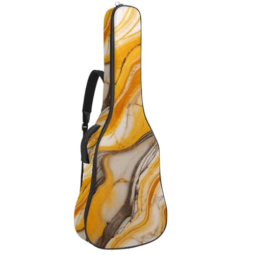 Étui guitare acoustique rembourré imperméable 108 cm à motif marbre jaune