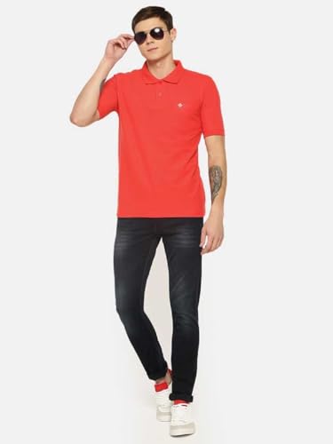 Image of Dollar Men's Pack of 1 Solid Cotton Blend Polo Neck T-Shirt