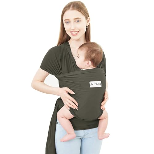 Image of Acrabros Baby Wrap Carrier,Hands Free Baby Carrier Sling,Lightweight,Breathable,Softness,Perfect for Newborn Infants and Babies Shower Gift,Dark Grey