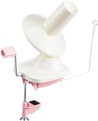 FERNVALE Hand Operated Yarn Ball Winder for Knitting & Crocheting Portable Wool Winder Machine with Table Clamp Easy Install Yarn Cake Spinner for Wool Cotton & Acrylic Yarn (Pink)