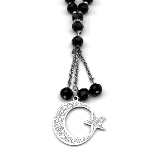 Pendentif arabe de voiture avec croissant de lune musulman et perles