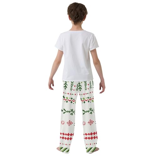 Boys' Pants Leaves Stripe Christmas Green Long Bottoms Jogger Pants Elastic Waist Trousers with Pockets S-XL3