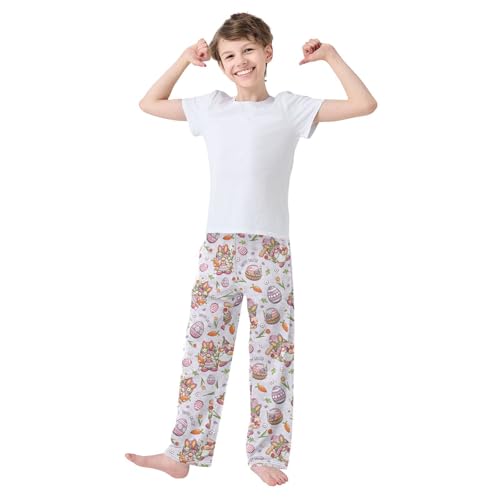 Happy Easter Gnome Florals Boys Long Pants Soft Trousers Elastic Waist Kids Lounge Bottoms with Pockets S-XL2