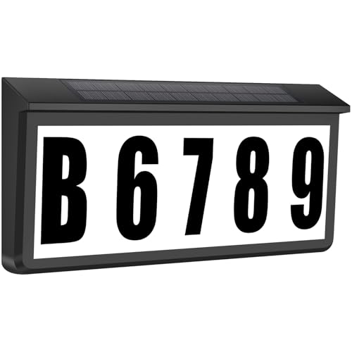 NBZlHOR Solar-Powered LED Address Sign, IP65 Waterproof House Numbers with Dual Colors (3000K/6000K) for Door Mailbox Wall, Includes Mounting Kit
