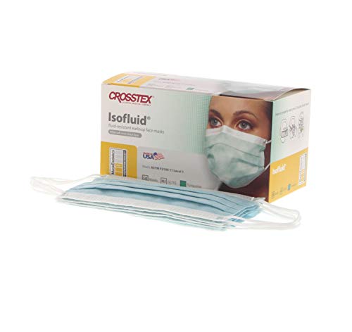 Crosstex cr-gcitq isofluid earloop mask turquoise (pack of 50)