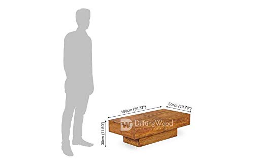 Image of DRIFTINGWOOD Sheesham Wood Tv Stand /Coffee Table for Living Room | with 2 Drawers and Storage | Natural Honey Finish