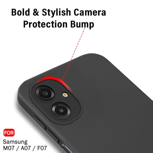 Image of TheGiftKart Liquid Silicon Back Cover Case for Samsung Galaxy M07 / F07 | Stylish Camera Protection Module | Micro-Fibre Lining Inside | Shockproof Cover Case for Samsung M07 / F07 (Silicone, Black)