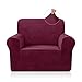 TAOCOCO Copridivano Elasticizzato in Velluto Spesso Copridivani Peluche Antiscivolo per Divano Protezione dei Mobili (1 Posti, Vino Rosso)
