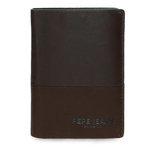 Pepe Jeans Ithaca Cartera Vertical con Monedero Marrón 8,5x11,5x1 cms Piel by Joumma Bags