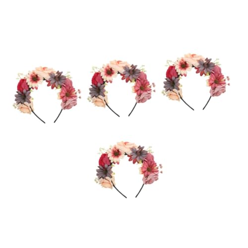 Bandeau fleuri doux et confortable : lot de 4 pour coiffure mariage et festival