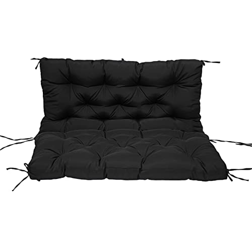 Cojines impermeables para banco de exterior para columpio de 2 y 3 plazas con respaldo, almohadillas suaves para muebles de patio para tumbona, 120 x 100 x 10 cm, alfombrilla de madera negra