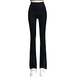 [VBDOQHZK] レディースファッション カジュアル バンディング 味覚 大きいサイズ ポンチセミブーツカットパンツ ハイウエスト 黒 ロング スラックス オフィス スーツ おしゃれ 四季