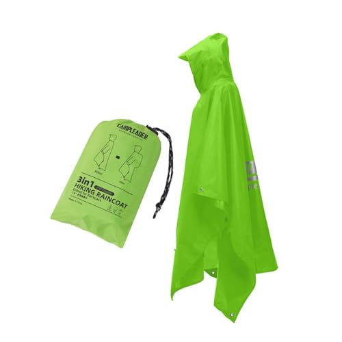 LRXFPIYF Poncho Impermeable para Adultos con Capucha Botón Reutilizable Chaqueta Poliéster Función Portátil Adecuado para Adultos en Camping Backpacking, Verde, universal
