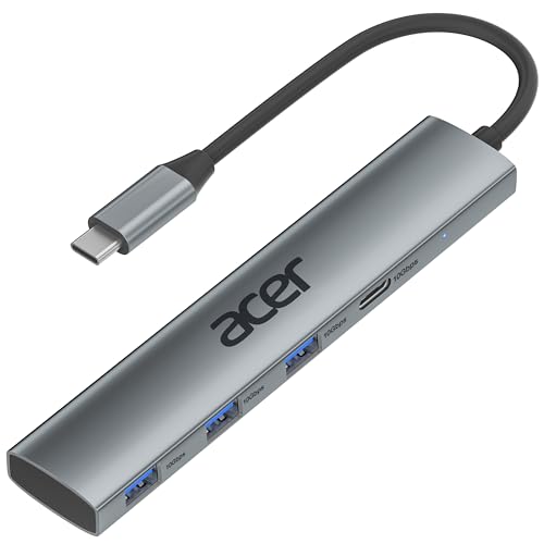 Acer USB C Hub 10Gbps, USB-C 3.2 Extender, 4-Port Type-C Adapter with 3 USB A & USB C Ports, High Speed Type C Multiport Splitter for MacBook Air/Pro, iPhone 16/15, iPad, Surface Pro and More - Grey